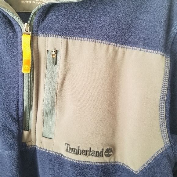 TImberland 1/4 Zip Fleece Pullover Navy/Gray Size M - Picture 8 of 9